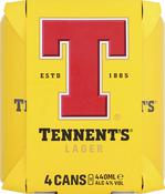 Tennents Lager 4 Pack (44cl Cans)