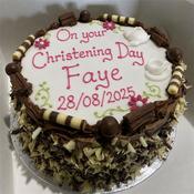 Chocolate Sponge Christening Cake  image