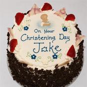Fresh Cream Christening Cake image