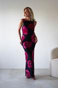 Nakita Mesh Floral Print Maxi Dress | Black image