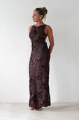 Demi Floral Textured Maxi Dress | Brown