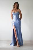 Pranvera Embellished Micro Crystal Gown | Dusty Blue image