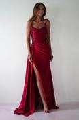 Cindy Pleated Bodice Gown | Burgundy image