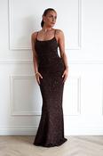 Maria Sequin Bodycon Maxi Gown | Brown image