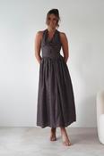Sivana Polka Dot Skater Maxi Dress | Brown image