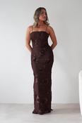 Alvana Floral Appliqué Maxi Dress | Brown