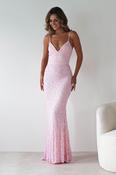 Aster Iridescent Beaded Embellished Gown | Pink