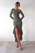 Carlson Mesh Midaxi Dress | Olive image