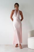 Cheree Silky Halterneck Maxi Dress | Pink