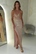 Jessy Luxury Beaded Sequin Gown | Rose Gold