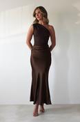 Kashia Draped Satin Maxi Dress | Brown