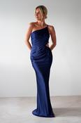 Lyra Soft Matte Satin Maxi Dress | Navy image
