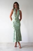 Tara Floral Jacquard Maxi Dress | Light Green image