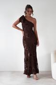 Thelma Floral Textured Maxi Dress | Brown