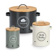 Garlic, Onion &amp; Potato Container With Bamboo Lid