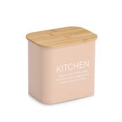 Storage Container With Bamboo Lid, 2300ml, Metal - Almond image