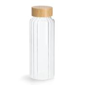 Bottle With Bamboo Lid, 1000ml, Ribbed Design