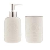 Soap Dispenser And Tumbler Set, Cream image