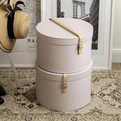Rut Round Storage Boxes with Strap- Set of 2-Rose