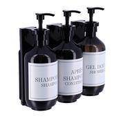 Shower Dispencers Set of 3- Plastic with Wall Support