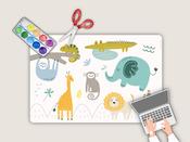 Kids Desk Mat 60cm x 40cm - Jungle Animals