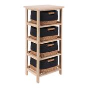 Wood Cabinet With 4 Seagrass And Cotton Baskets - Natural/Black