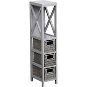 Slim Furniture with 3 shelves &amp; baskets-Grey