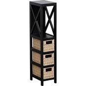Slim Black Furniture  with 3 shelves and baskets -Black