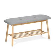 Shoe Bench With Shelf, Bamboo/Linen - Grey