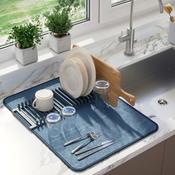 UDry Dish Drying Rack with Mat-Slate Blue