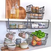 Stackable Storage Basket, Metal - Black - Various Sizes