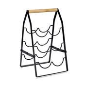 Wine Racks For 6 Bottles , Metal/Bamboo - Black