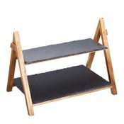 Artesà 2 Tier Slate &amp; Wood Serving Stand