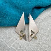 “Kite 1”Silver Earrings with Gold links image