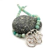 Handmade Silver “Flower 2” Necklace with Apatite  Beads. image