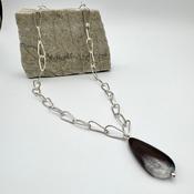 Handmade Silver Chain “Earth 2 “ featuring Lace Agate Gemstone image
