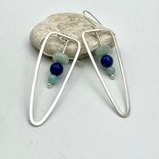 Handmade Silver”See Saw” Earrings with lapis and Apatite.  image