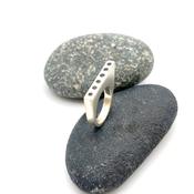 “Incline In Green” Asymmetric Silver Ring with Green Tourmalines image