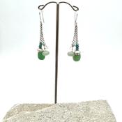 Handmade Aventurine, Amazonite, and Silver Bead “Treasure” Earrings image
