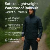 Satexo Rainwear Lightweight Rainsuit – Waterproof Jacket &amp; Trousers Set