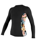 O Neill Womens Side Print L/S Rash Guard - Blk/Demiflor: XS image