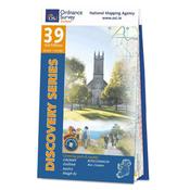 OSI Discovery Series 39 Laminated Map of County Galway, Roscommon and Mayo image