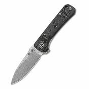 QSP Hawk Liner Lock Pocket Knife Laminated Damascus - Aluminum Foil