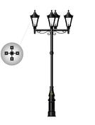 Outdoor Cast Iron Lamppost, Tara (D), 5 x Multi-Head Lamp Post Light
