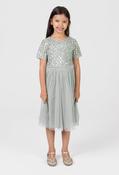 Maya Mini Maya Stripe Embellished Midi Dress With Bow in Dusty Teal | Pamela Scott, Green Lily / 7/8 Yrs image