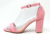 The Shoe Room Suedette Strap Heel in Mint | Pamela Scott, Pink / 36 image