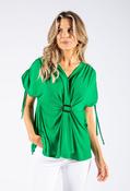 Zapara Buckle Detail V Neck Top in Apple | Pamela Scott, Green / 10 image