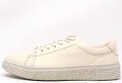 The Shoe Room Classic Leather Trainer in White | Pamela Scott, Beige / 36 image