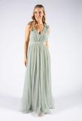 Maya Maxi Dress With Ruffle Shoulder Detail in Green Lily | Pamela Scott, Green Lily / 8 image