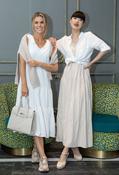 Sophie B Tie Sleeve Linen Look Dress in White | Pamela Scott, White / 10 image